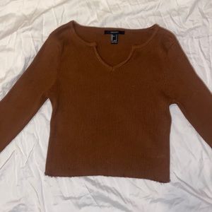 Long sleeve brown cropped shirt